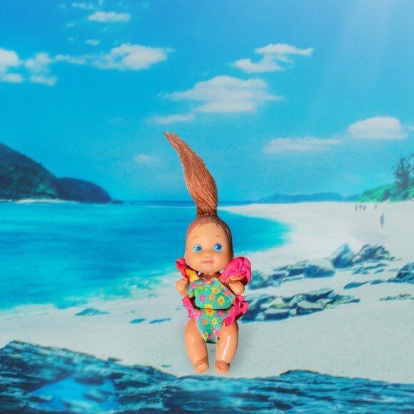 Vintage 1991 Krissy Doll Barbies Little Sister Wearable Swimsuit Rooted Red Hair - Picture 1 of 4